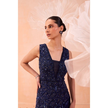 PARUL GANDHI Navy Blue Stardust Gown