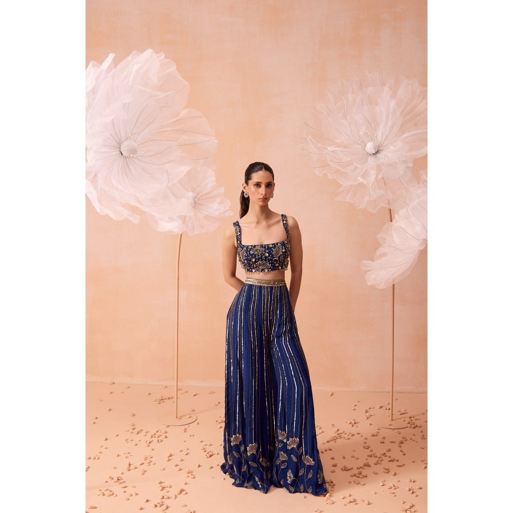 PARUL GANDHI Blue Blouse And Sharara And Dupatta (Set of 3)