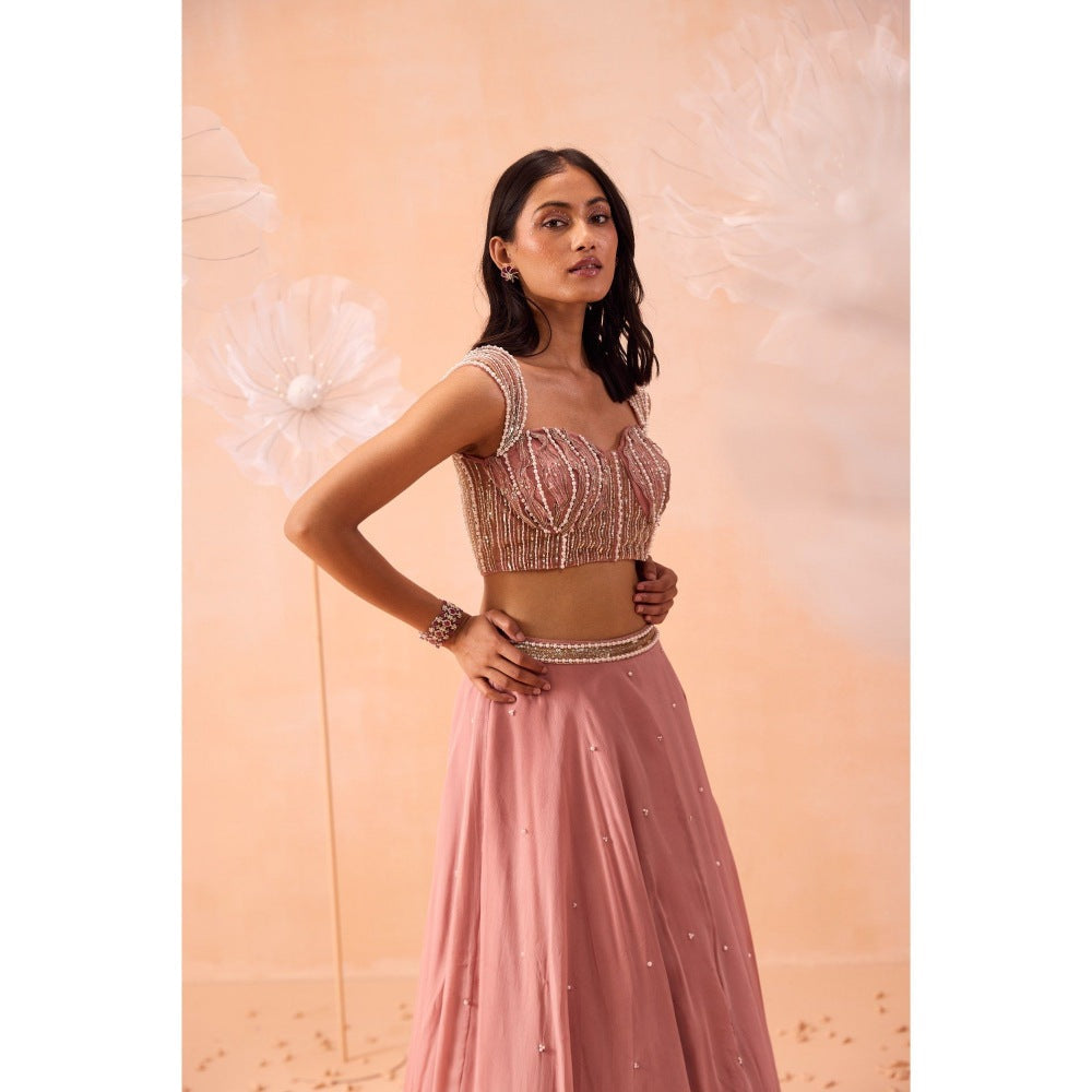 PARUL GANDHI Nudo Pink Lehenga With Blouse And Dupatta (Set of 3)