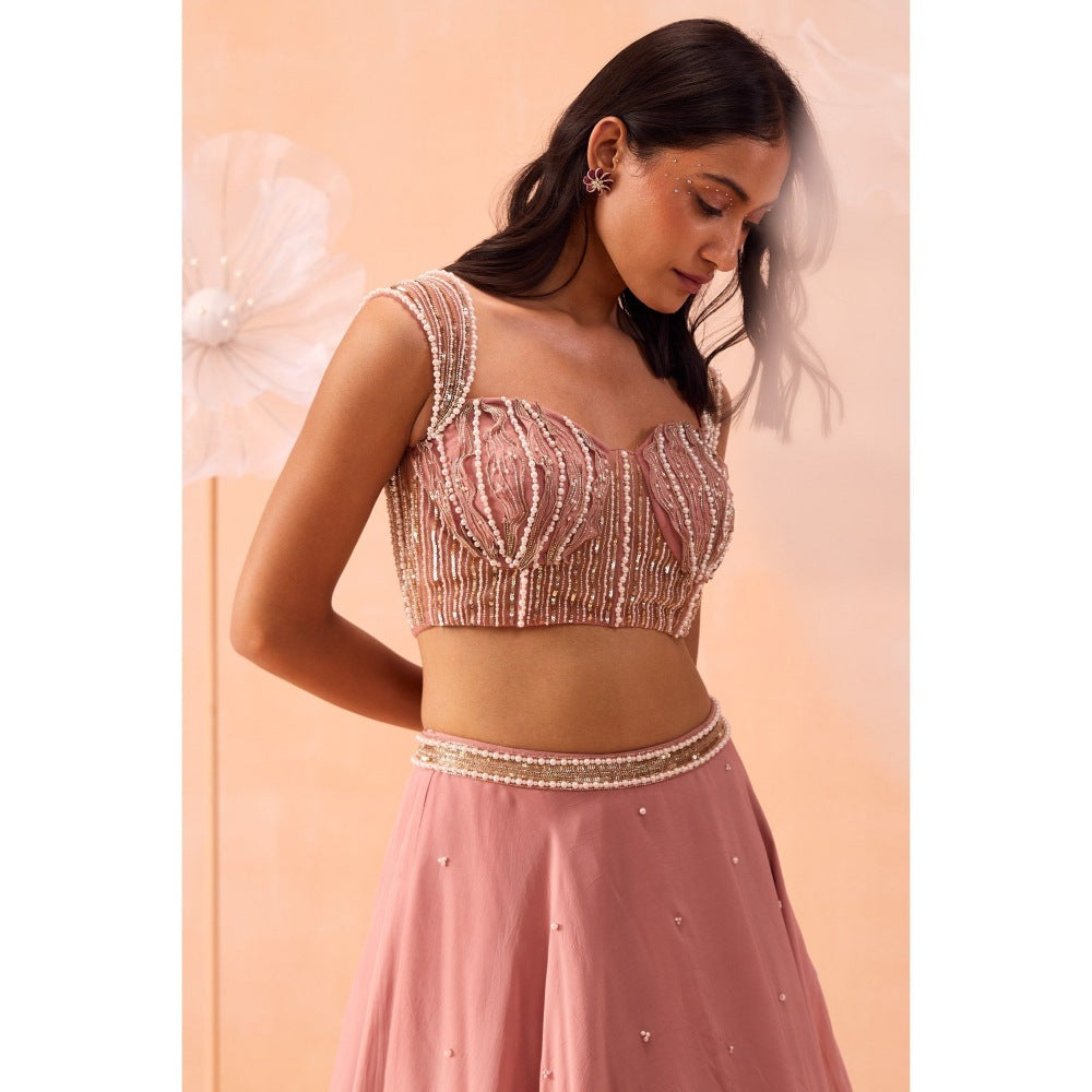 PARUL GANDHI Nudo Pink Lehenga With Blouse And Dupatta (Set of 3)