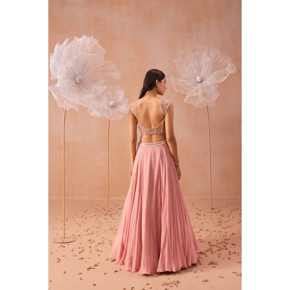 PARUL GANDHI Nudo Pink Lehenga With Blouse And Dupatta (Set of 3)