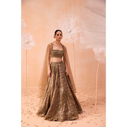 PARUL GANDHI Gold Glory Lehenga With Blouse And Dupatta (Set of 3)