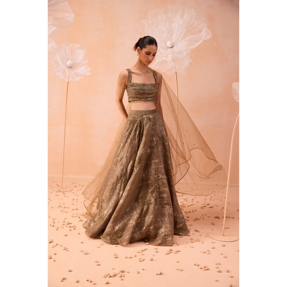 PARUL GANDHI Gold Glory Lehenga With Blouse And Dupatta (Set of 3)