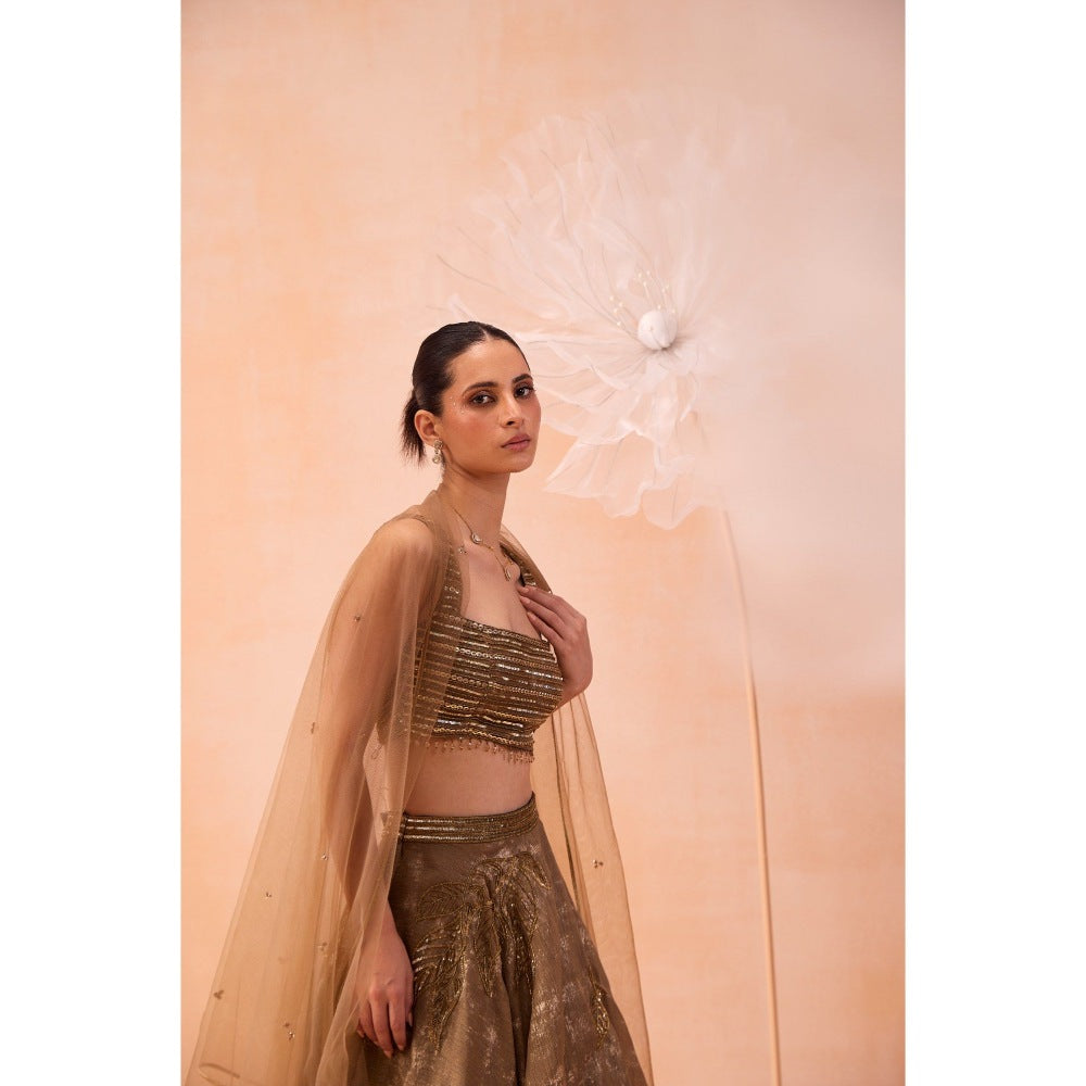 PARUL GANDHI Gold Glory Lehenga With Blouse And Dupatta (Set of 3)