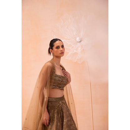 PARUL GANDHI Gold Glory Lehenga With Blouse And Dupatta (Set of 3)
