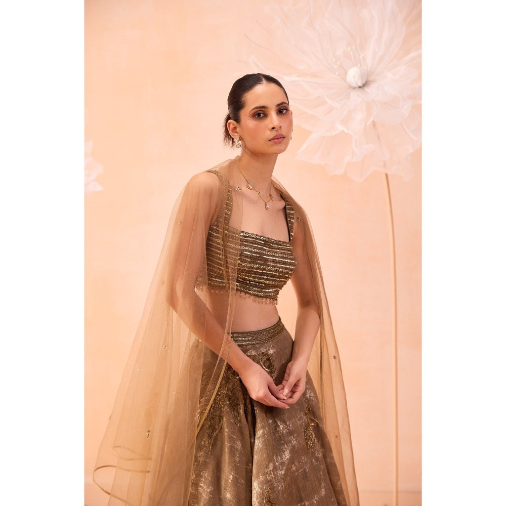PARUL GANDHI Gold Glory Lehenga With Blouse And Dupatta (Set of 3)