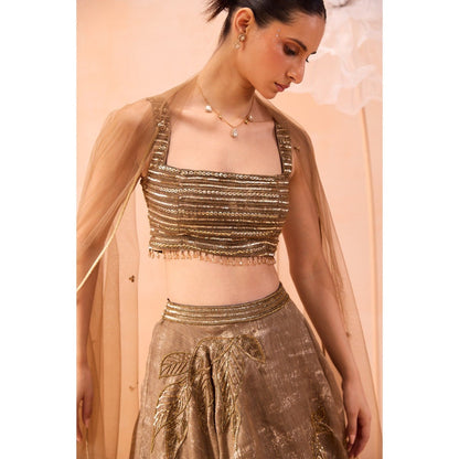 PARUL GANDHI Gold Glory Lehenga With Blouse And Dupatta (Set of 3)