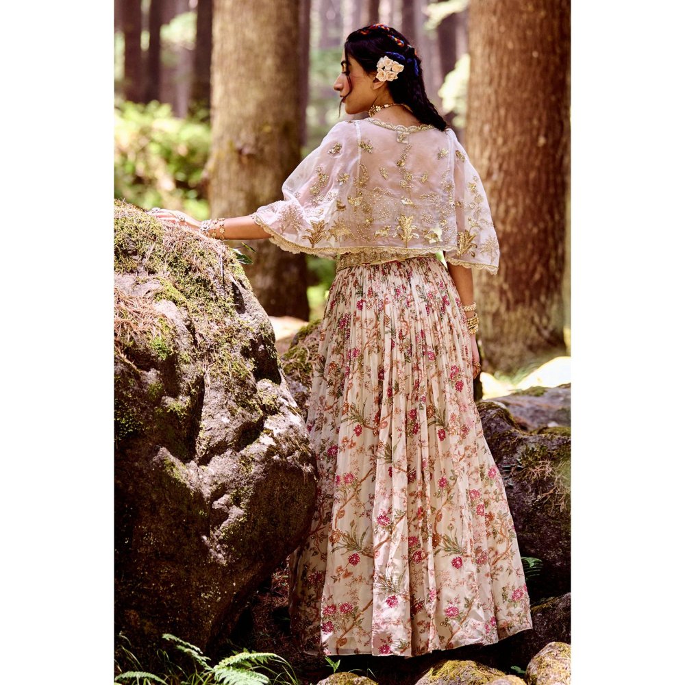 Paulmi & Harsh Detailed Cape and Lehenga (Set of 4)