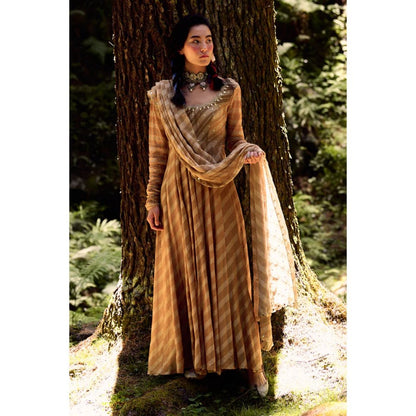 Paulmi & Harsh Beige Leheriya Print Kurta (Set of 2)