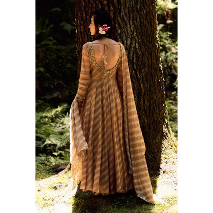 Paulmi & Harsh Beige Leheriya Print Kurta (Set of 2)