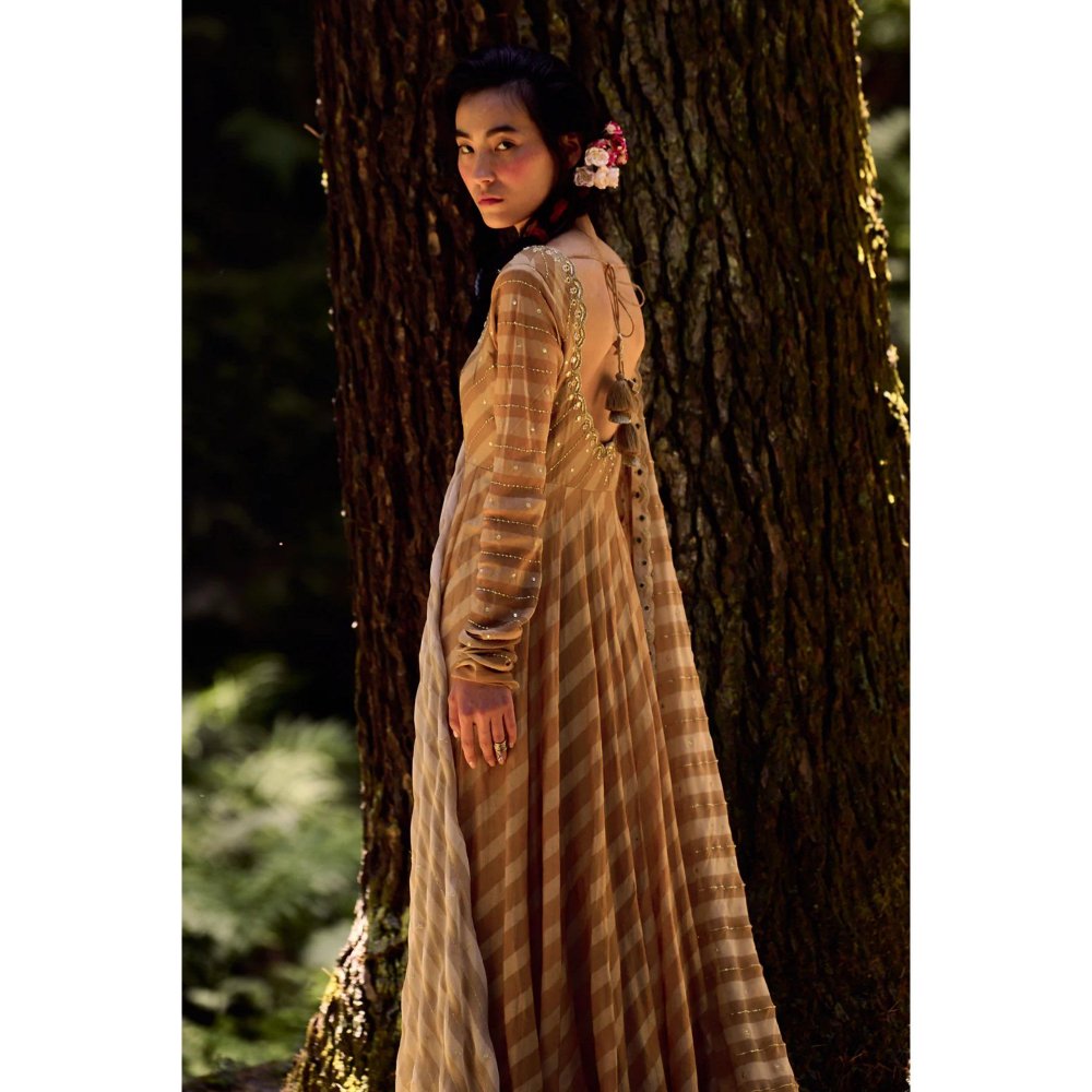 Paulmi & Harsh Beige Leheriya Print Kurta (Set of 2)