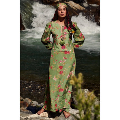 Paulmi & Harsh Fern Green Anar Kurta (Set of 3)