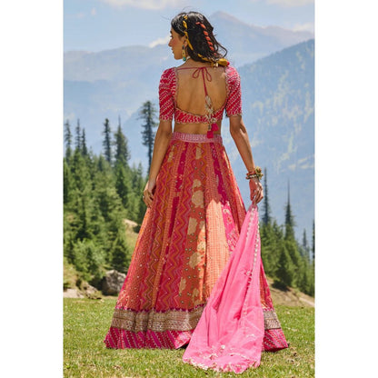 Paulmi & Harsh 36 Kali Multi Print Lehenga (Set of 3)