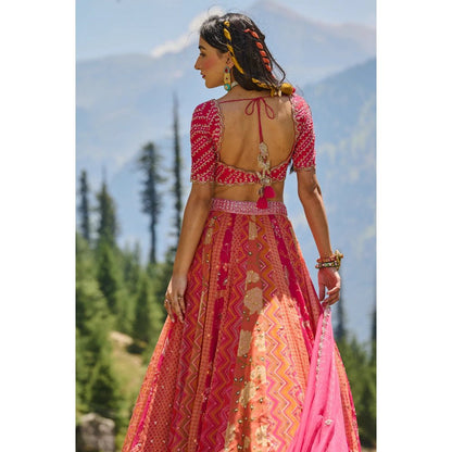 Paulmi & Harsh 36 Kali Multi Print Lehenga (Set of 3)