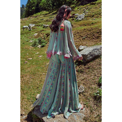 Paulmi & Harsh Tea Pot Blue Short Jacket (Set of 3)