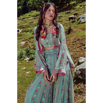 Paulmi & Harsh Tea Pot Blue Short Jacket (Set of 3)