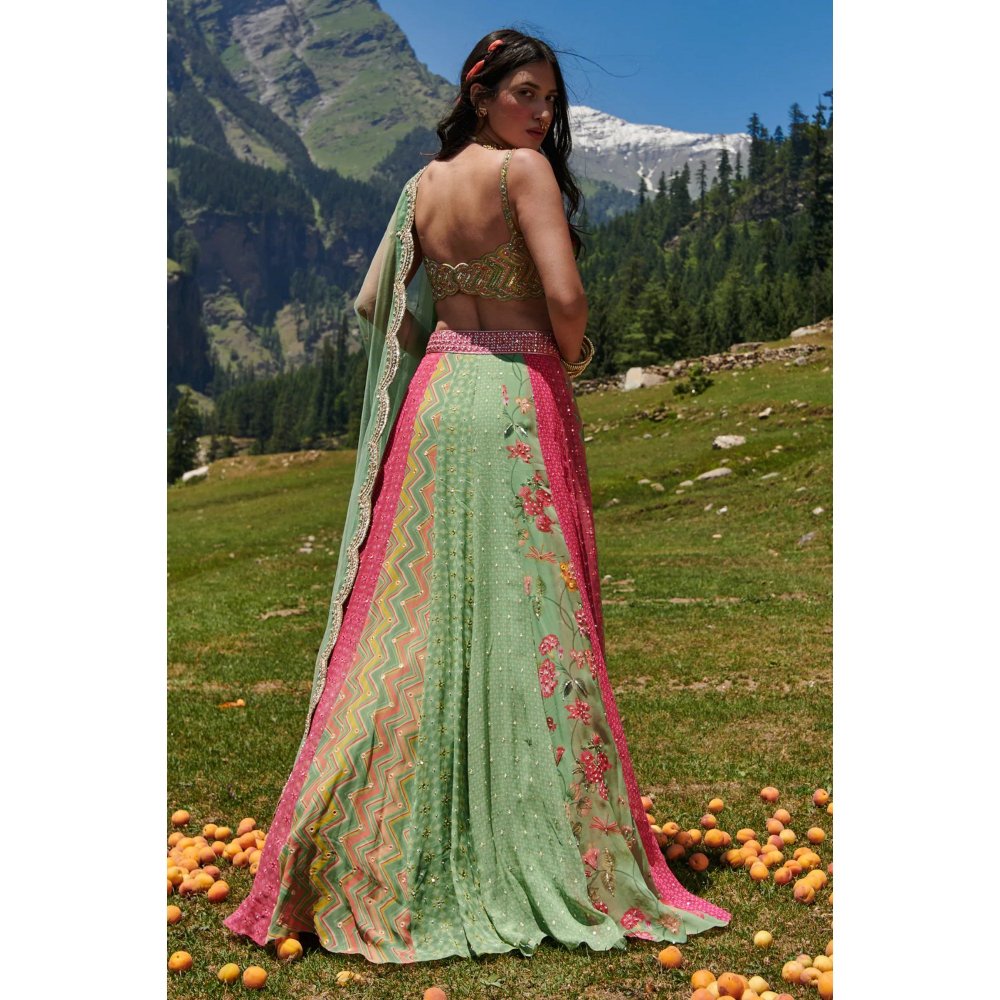 Paulmi & Harsh Festive Multi Print Lehenga (Set of 3)