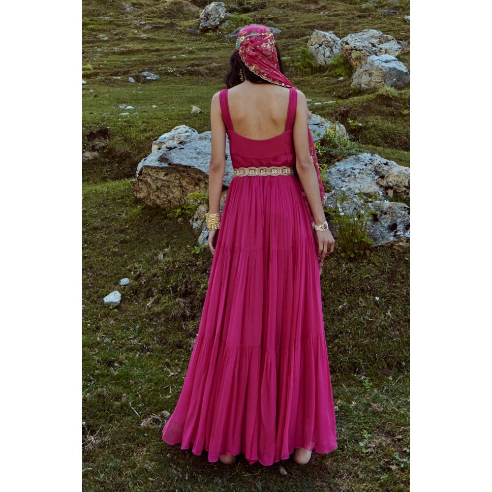 Paulmi & Harsh Pink three layered Anarkali Dress (Set of 3)