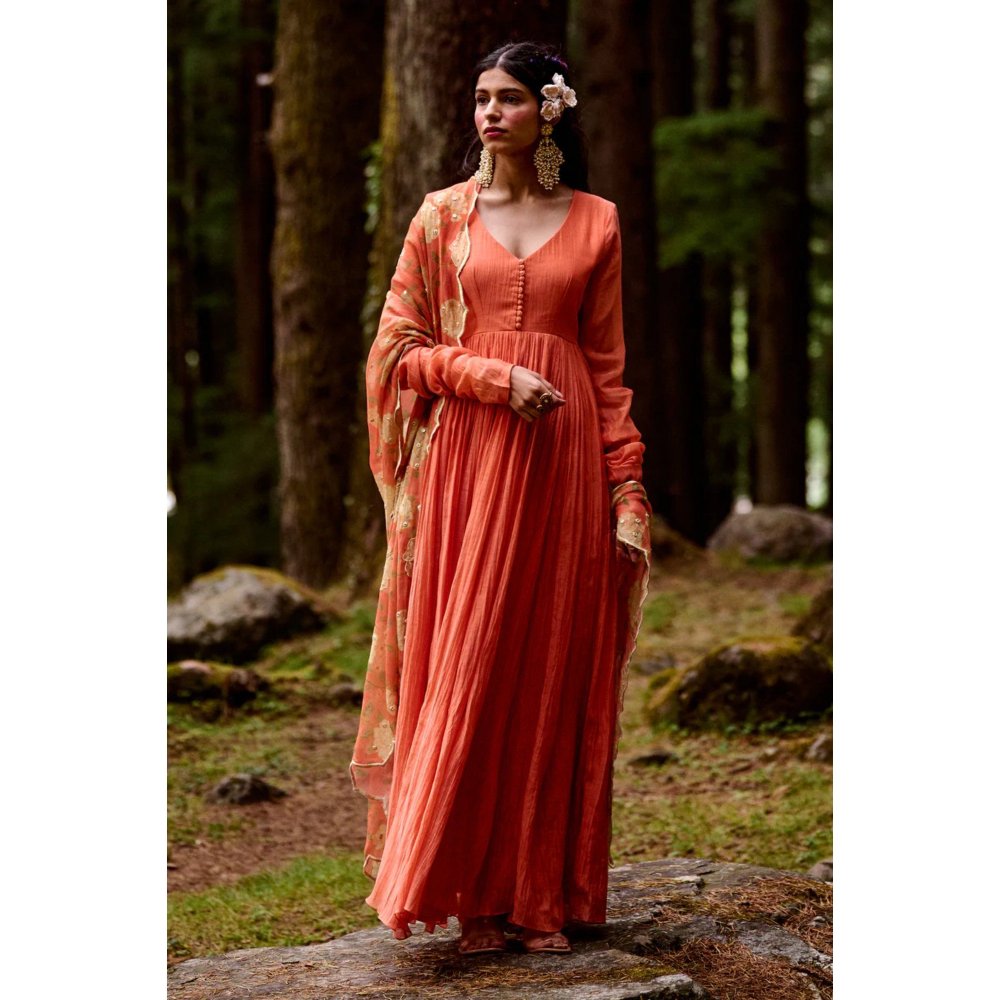 Paulmi & Harsh Sherbet Orange 20 Kali Anarkali (Set of 2)