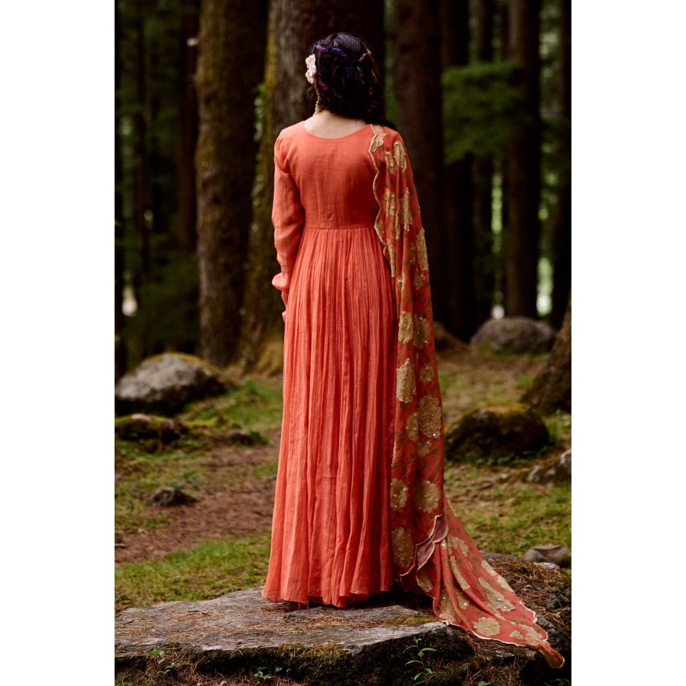 Paulmi & Harsh Sherbet Orange 20 Kali Anarkali (Set of 2)