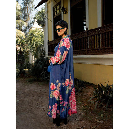 Paulmi & Harsh Blooming Big Floral Blue Shade Jacket (Set of 3)