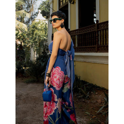 Paulmi & Harsh Blooming Big Floral Blue Shade Jacket (Set of 3)