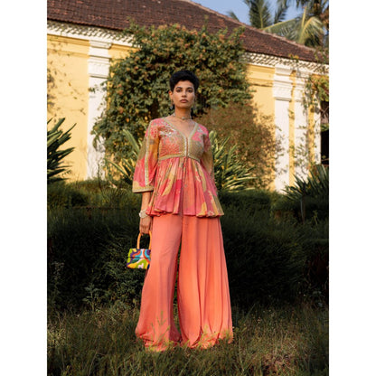 Paulmi & Harsh Hint Of Blush Nasha Print Palazzo (Set of 2)