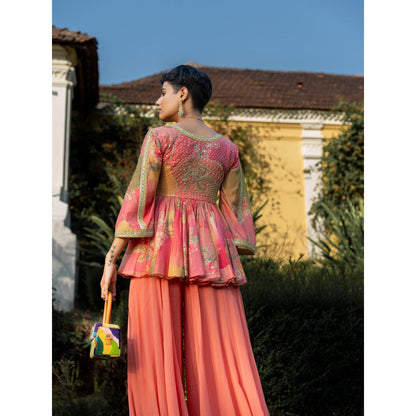 Paulmi & Harsh Hint Of Blush Nasha Print Palazzo (Set of 2)