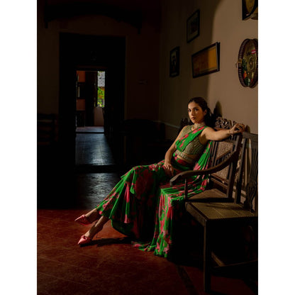 Paulmi & Harsh Full Bloom Saree with Stitched Blouse (Set of 3)