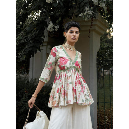 Paulmi & Harsh Leave Floral Petal Palazzo (Set of 2)