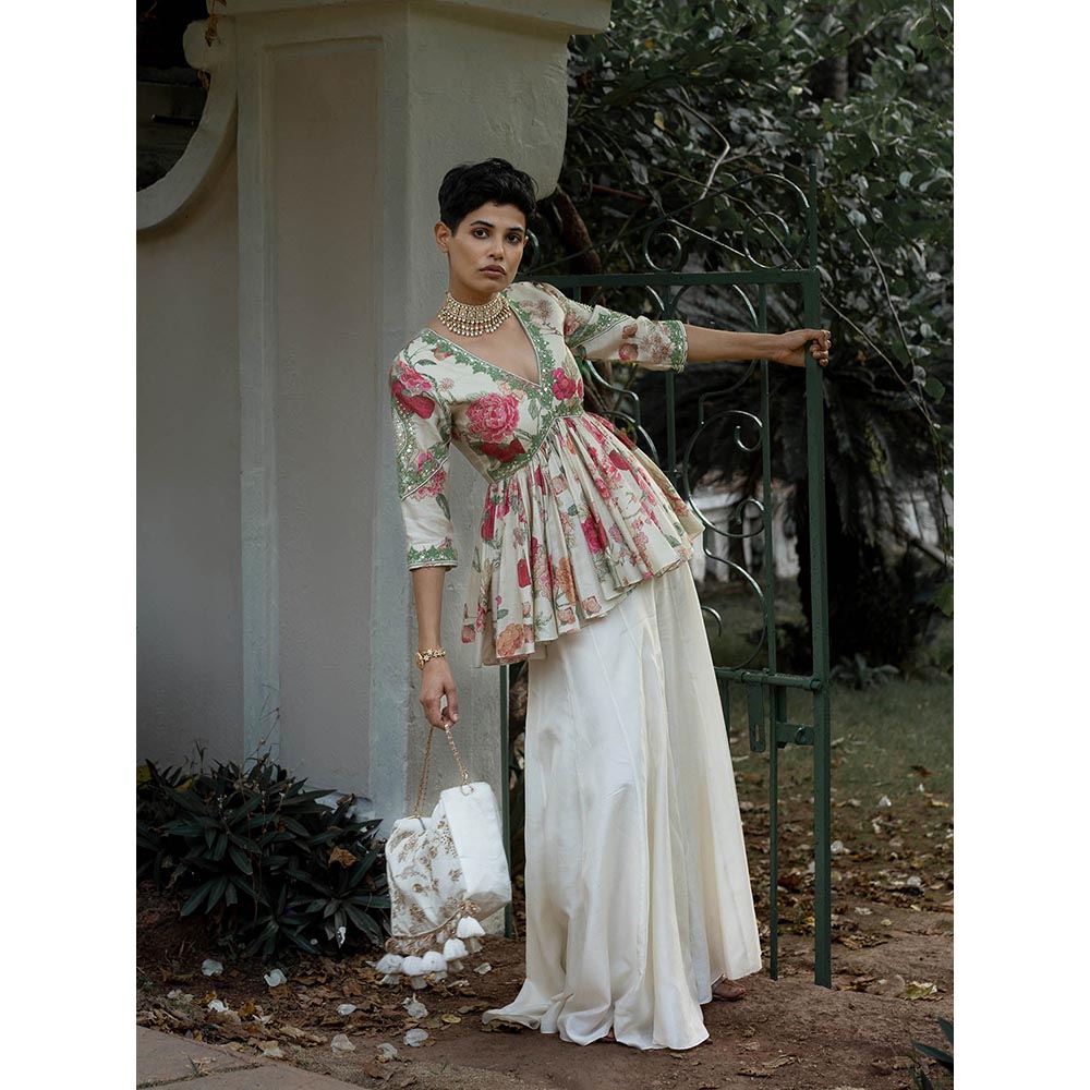 Paulmi & Harsh Leave Floral Petal Palazzo (Set of 2)