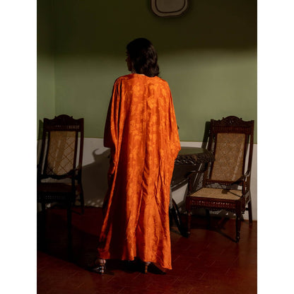Paulmi & Harsh Burnt Orange Self Woven Kaftan