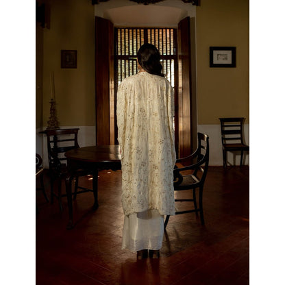 Paulmi & Harsh Ivory Self Woven Jacket (Set of 4)