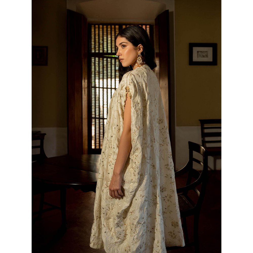 Paulmi & Harsh Ivory Self Woven Jacket (Set of 4)