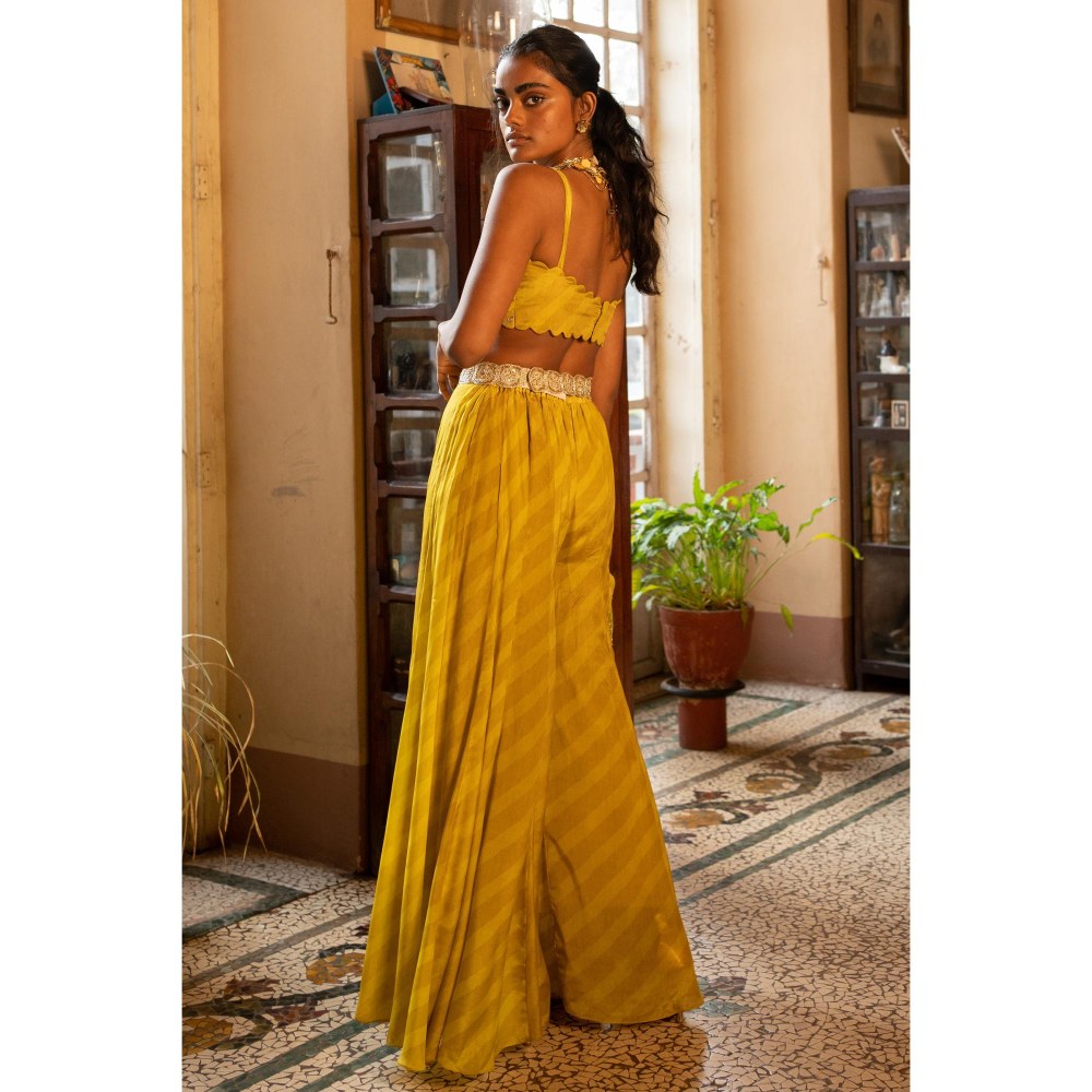 Paulmi & Harsh Neha Sharma In The Yami Lime Yellow Lehenga & Blouse and Palazzo With Jacket
