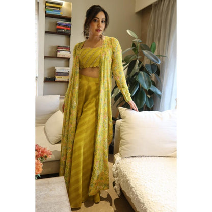 Paulmi & Harsh Neha Sharma In The Yami Lime Yellow Lehenga & Blouse and Palazzo With Jacket