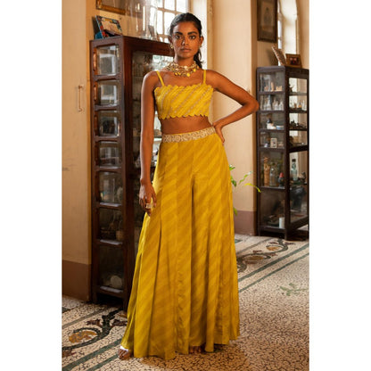 Paulmi & Harsh Neha Sharma In The Yami Lime Yellow Lehenga & Blouse and Palazzo With Jacket
