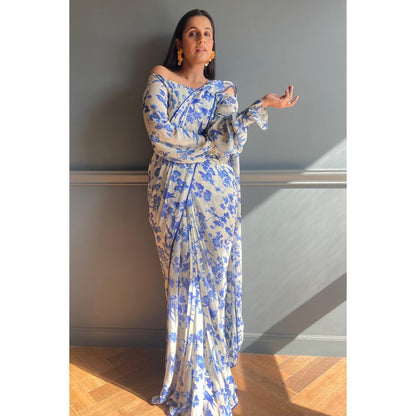 Paulmi & Harsh Gopalika Virmani Floral Print Predraped Saree with Stitched Blouse