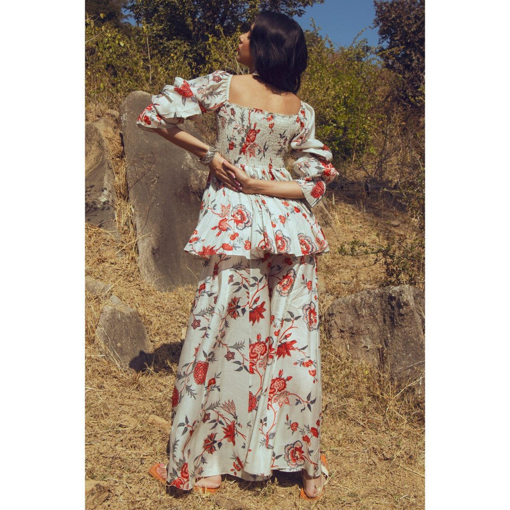 Paulmi & Harsh Off White Aditi Rao Hydari In The Aveza Peplum Set