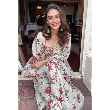 Paulmi & Harsh Off White Aditi Rao Hydari In The Aveza Peplum Set