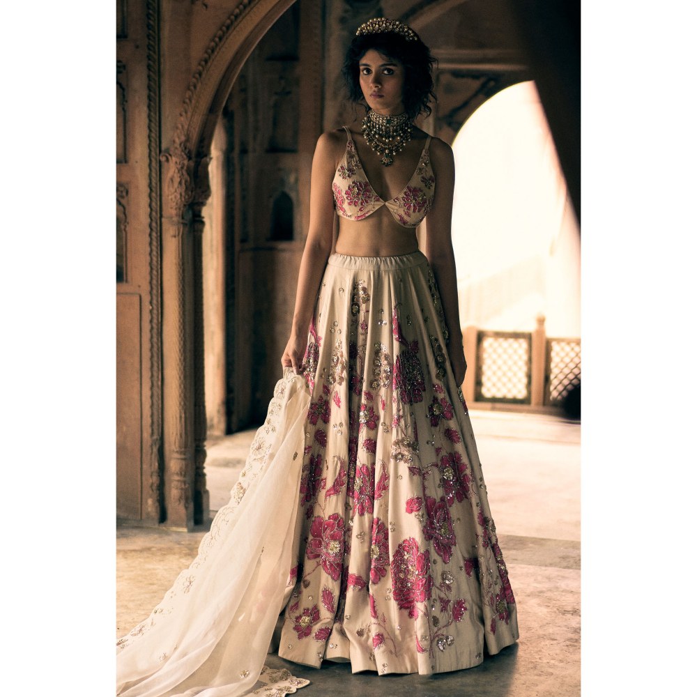Paulmi & Harsh Josephine Ivory Lehenga with Choli and Dupatta