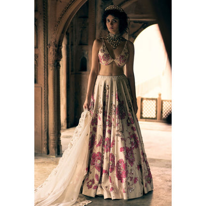 Paulmi & Harsh Josephine Ivory Lehenga with Choli and Dupatta