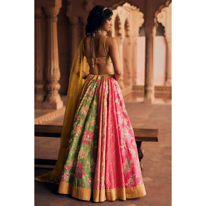 Paulmi & Harsh Bhakthi Multicolour Lehenga with Choli and Dupatta