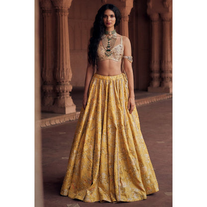 Paulmi & Harsh Ruby Yellow Lehenga with Choli and Dupatta