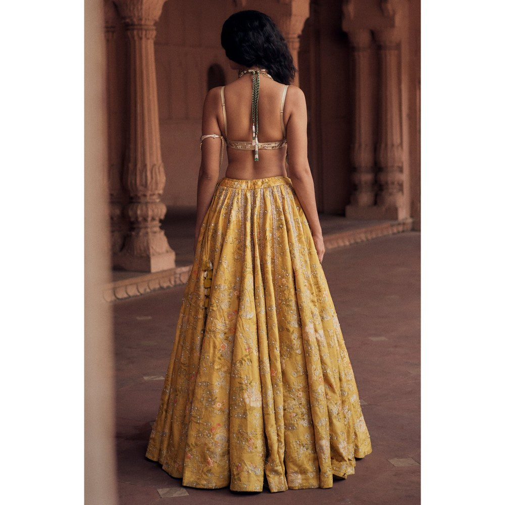 Paulmi & Harsh Ruby Yellow Lehenga with Choli and Dupatta