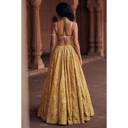 Paulmi & Harsh Ruby Yellow Lehenga with Choli and Dupatta