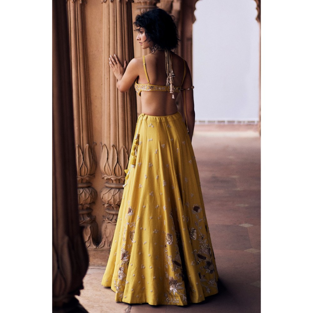 Paulmi & Harsh Sage Yellow Lehenga with Choli and Dupatta