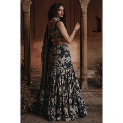 Paulmi & Harsh Camille Black Lehenga with Choli and Dupatta