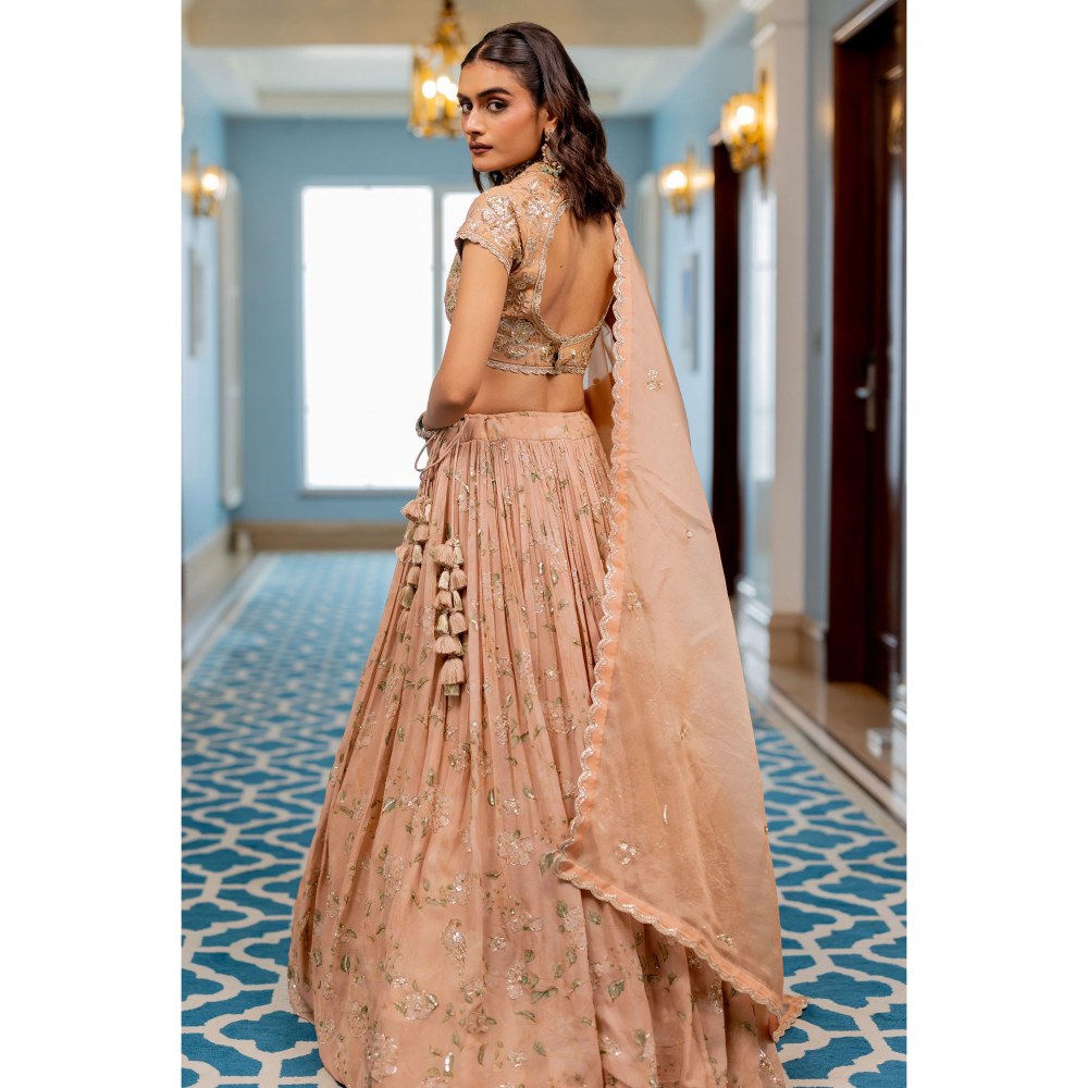 Paulmi & Harsh Ren Peach Lehenga with Choli and Dupatta