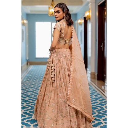 Paulmi & Harsh Ren Peach Lehenga with Choli and Dupatta